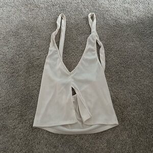 Cream Sleeveless Tank Top with Cut Out Tie Front- worn once! very cute